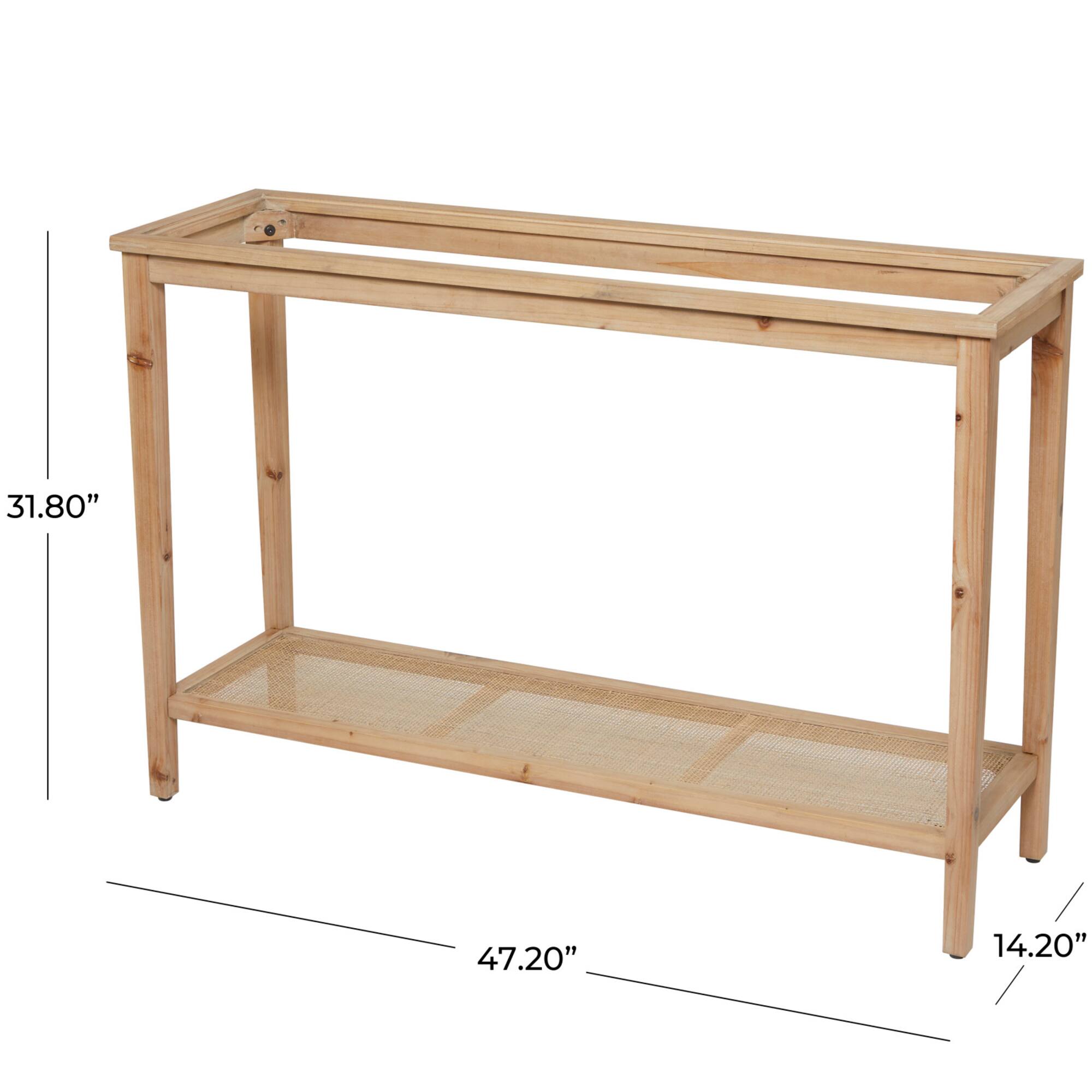 32" Natural Brown Wood Shelf Console Table
